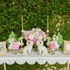 Mrs. Alice Madeleine White Rattan Scalloped Console Table