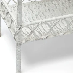 Mrs. Alice Madeleine White Rattan Scalloped Console Table