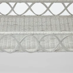 Mrs. Alice Madeleine White Rattan Scalloped Console Table