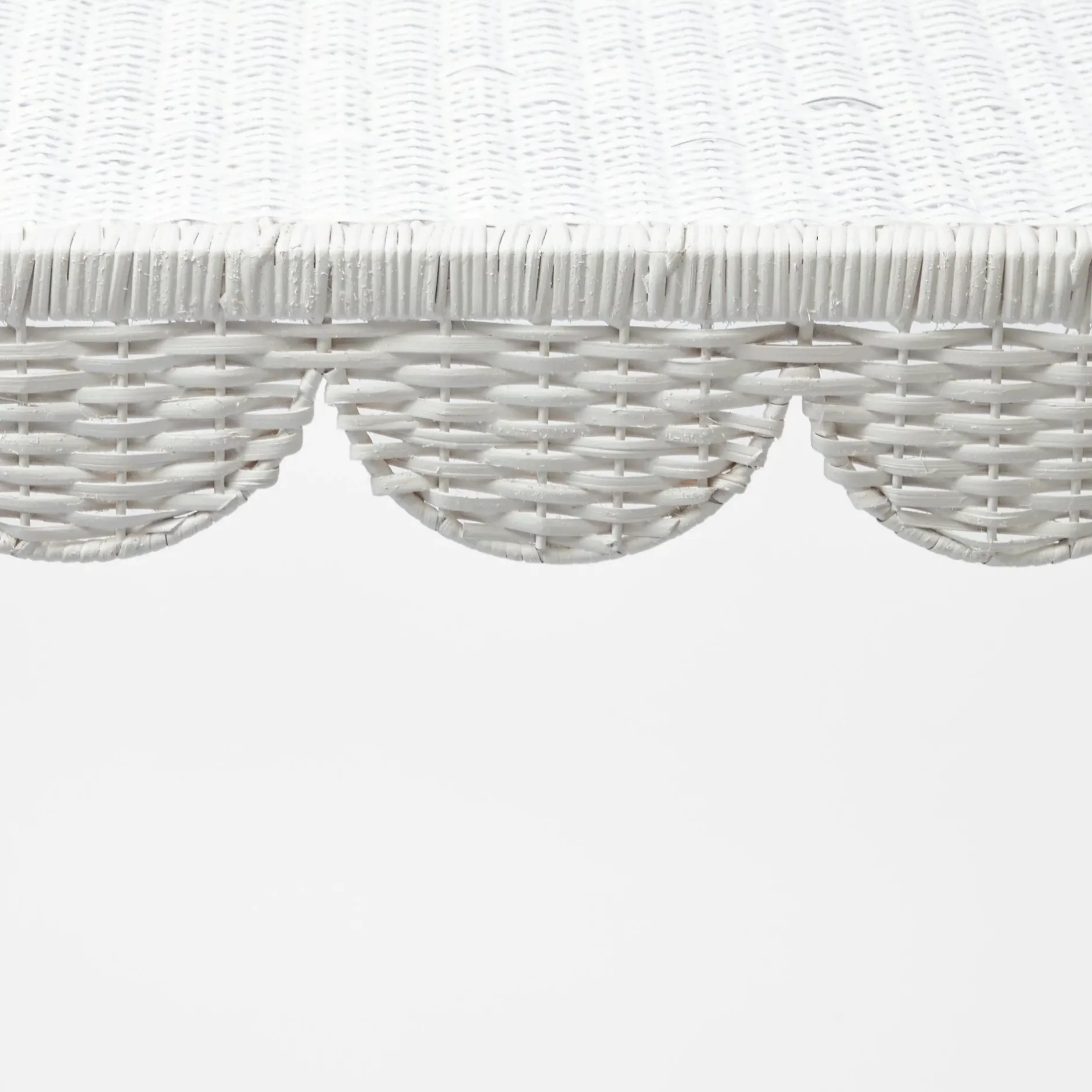 Mrs. Alice Madeleine White Rattan Scalloped Console Table