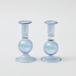 Best Mrs. Alice Madeline Azure Candle Holders (Pair)