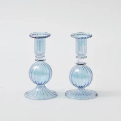 Best Mrs. Alice Madeline Azure Candle Holders (Pair)