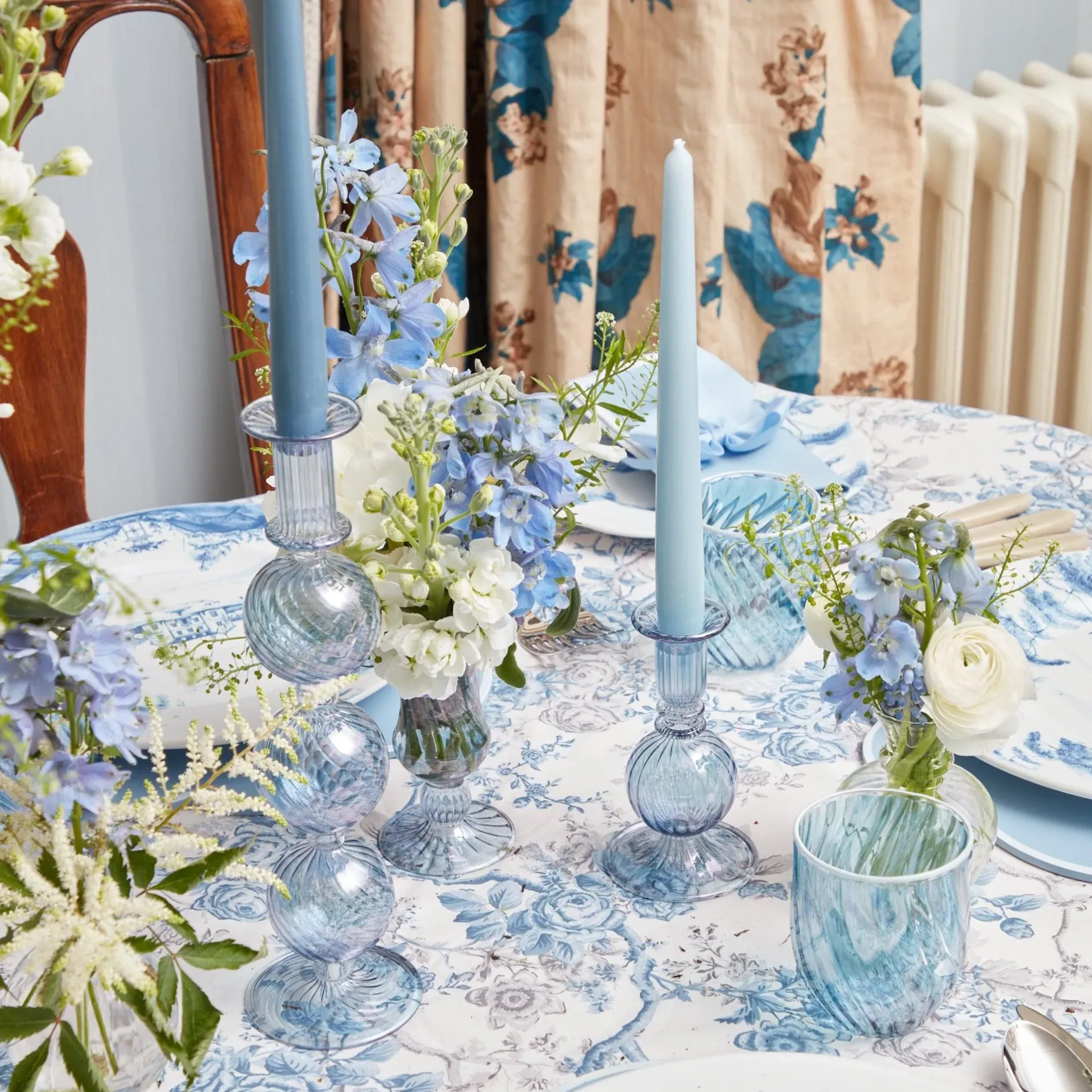 Best Mrs. Alice Madeline Azure Candle Holders (Pair)