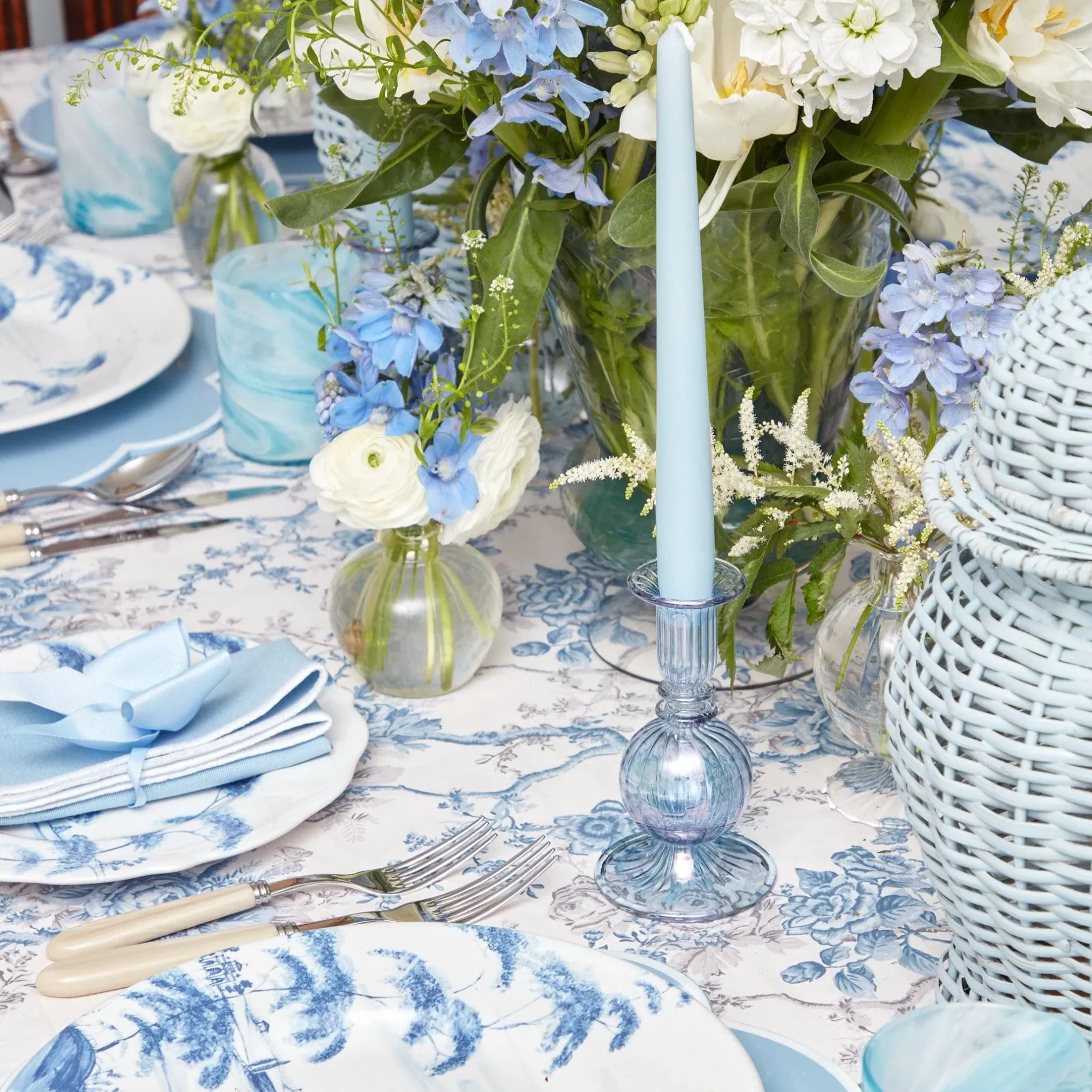 Best Mrs. Alice Madeline Azure Candle Holders (Pair)