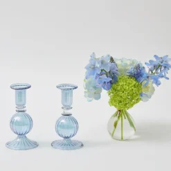 Best Mrs. Alice Madeline Azure Candle Holders (Pair)