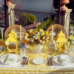 Clearance Mrs. Alice Mimosa White Linen Placemats & Napkins (Set Of 4)