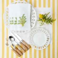 Clearance Mrs. Alice Mimosa White Linen Placemats & Napkins (Set Of 4)