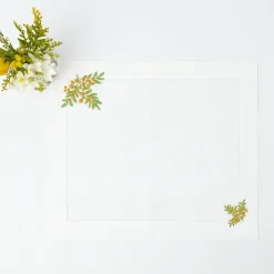 Clearance Mrs. Alice Mimosa White Linen Placemats & Napkins (Set Of 4)