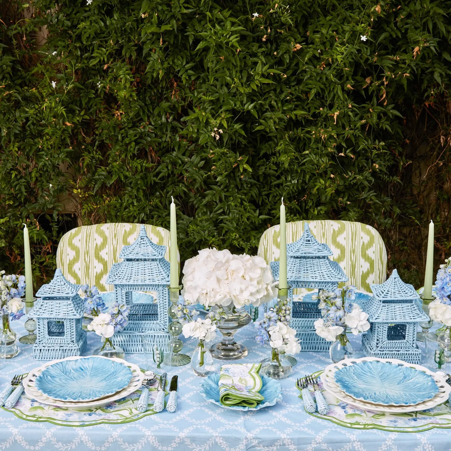 Discount Mrs. Alice Mini Blue Rattan Pagoda Lanterns (Pair)