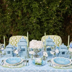 Outlet Mrs. Alice Mini Blue Rattan Pagoda Lanterns (Pair)