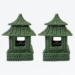 Discount Mrs. Alice Mini Green Rattan Pagoda Lantern (Pair)