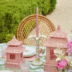 Online Mrs. Alice Mini Pink Rattan Pagoda Lanterns (Pair)