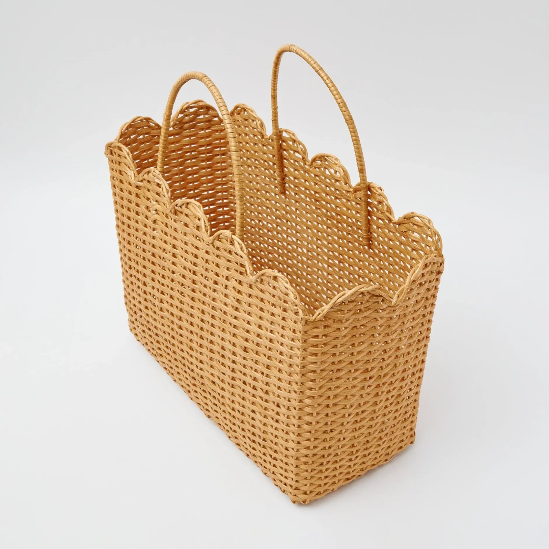 Hot Mrs. Alice Rattan Tote Bag (White Bow)