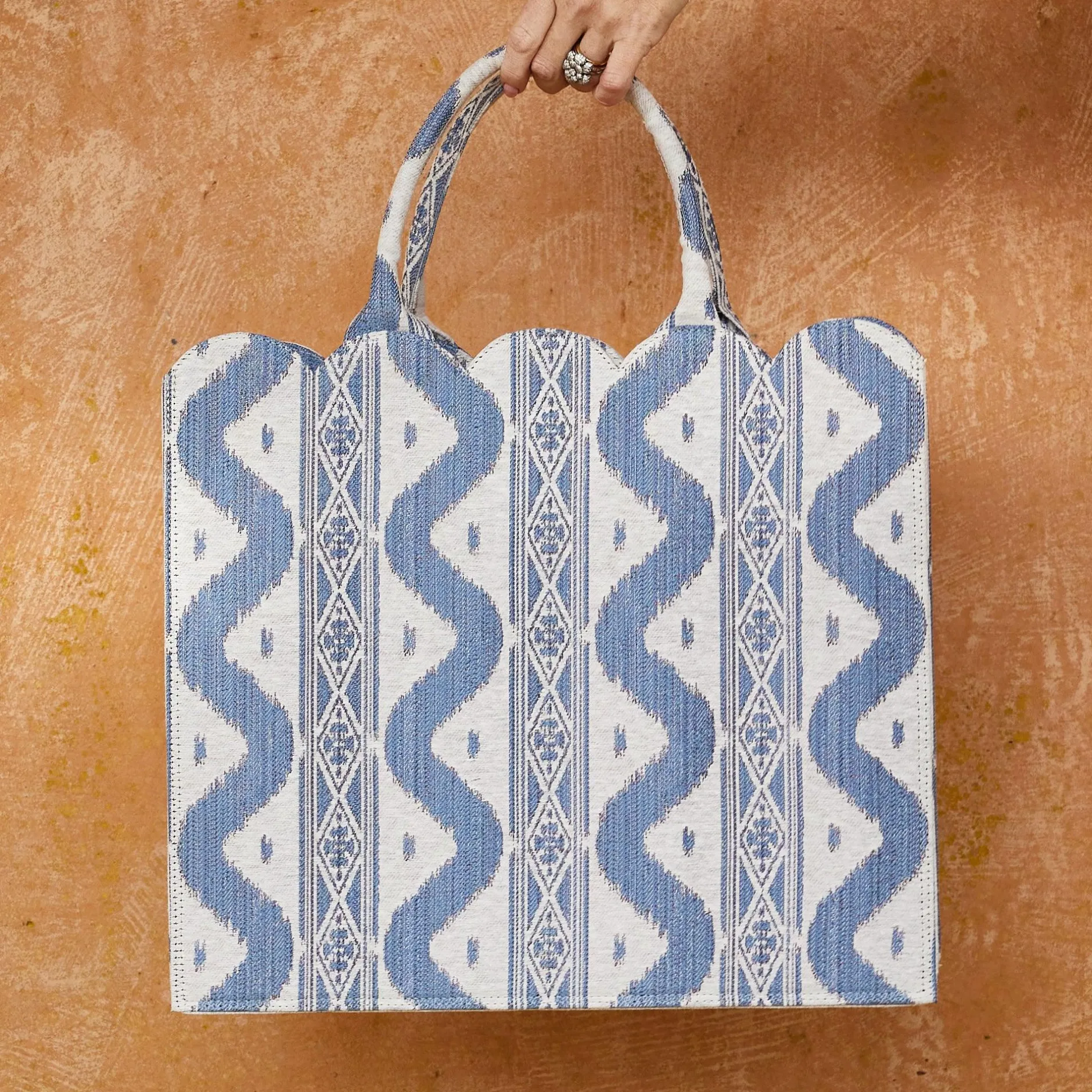Hot Mrs. Alice Tote Bag (Blue Ikat)