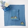 Hot Mrs. Alice Mushroom Blue Linen Napkins (Set Of 4)