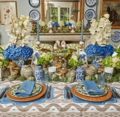 Hot Mrs. Alice Mushroom Blue Linen Napkins (Set Of 4)