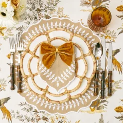 New Mrs. Alice Mustard Velvet Napkin Bows (Set Of 4)
