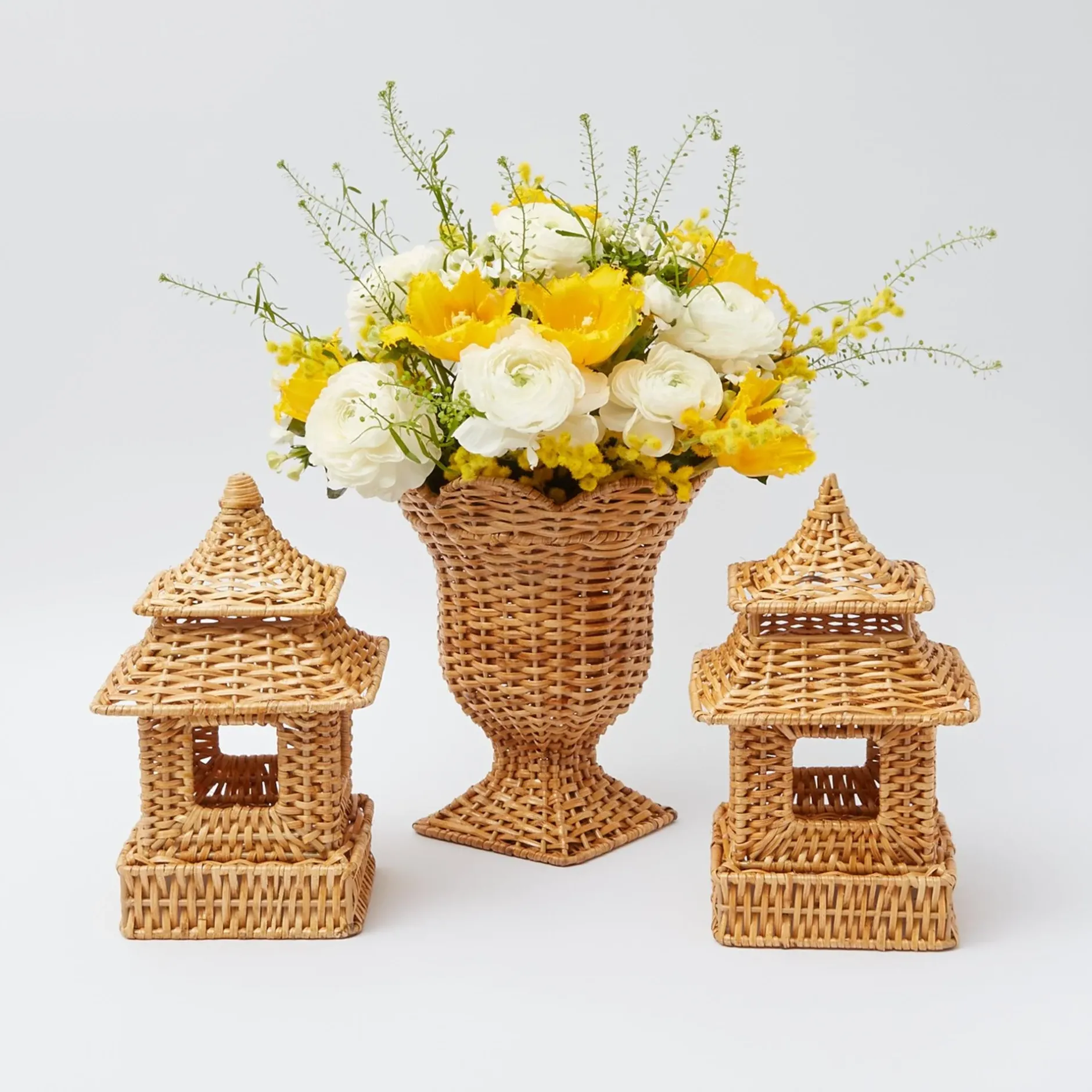 Online Mrs. Alice Natural Rattan Pagoda & Urn Vase Set