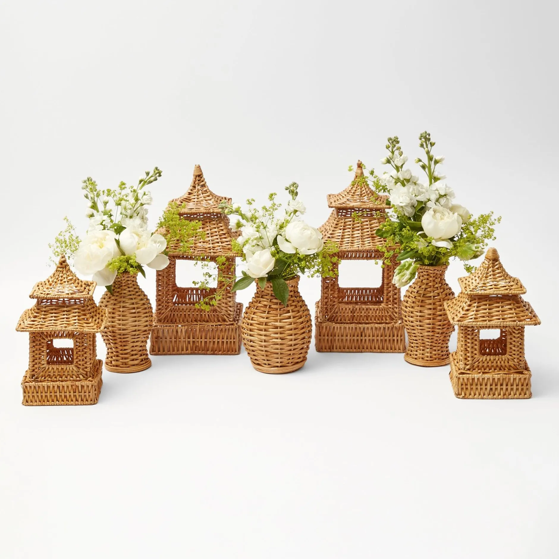 Discount Mrs. Alice Natural Rattan Pagoda Decoration Set