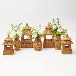 Hot Mrs. Alice Natural Rattan Pagoda Decoration Set