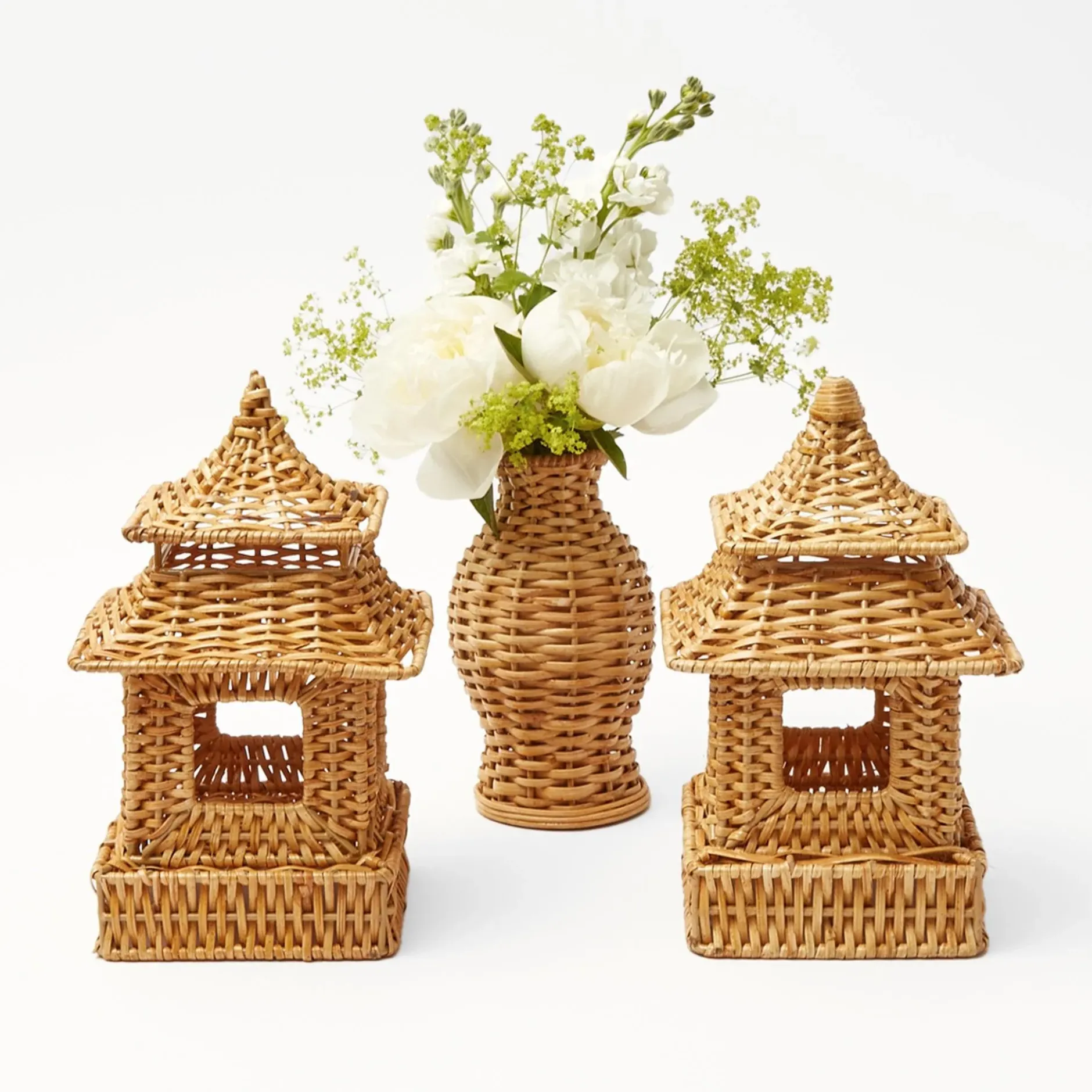 Hot Mrs. Alice Natural Rattan Pagoda Decoration Set