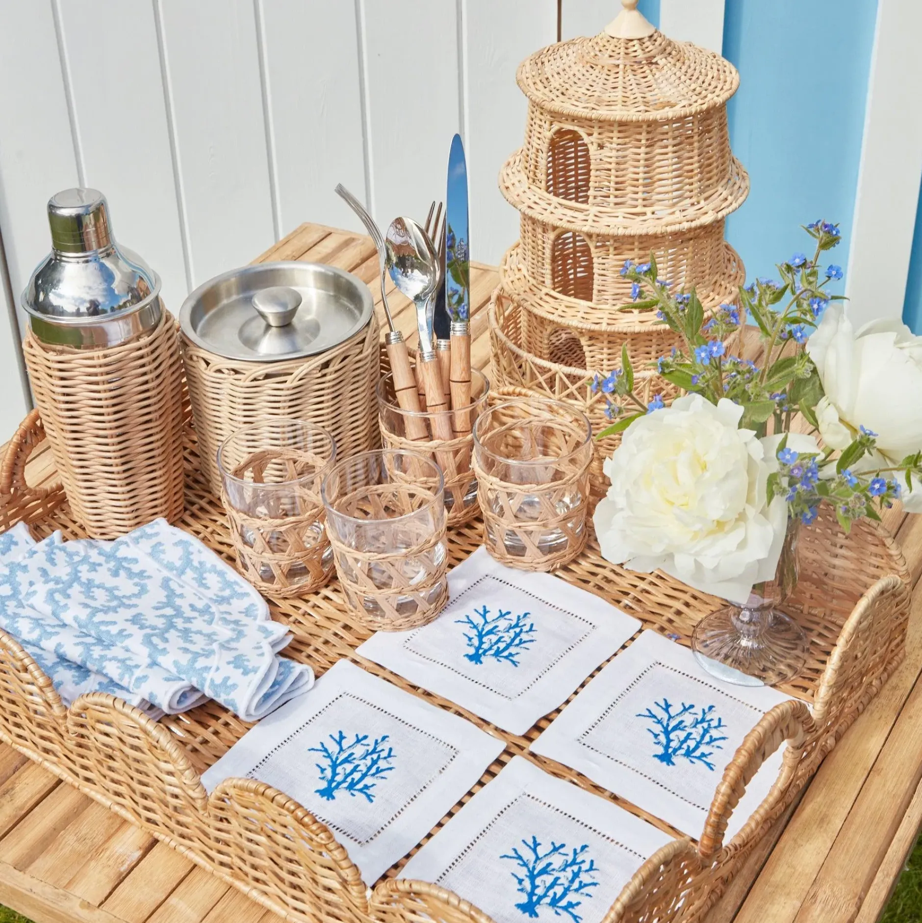 Sale Mrs. Alice Natural Scalloped Rattan Tray