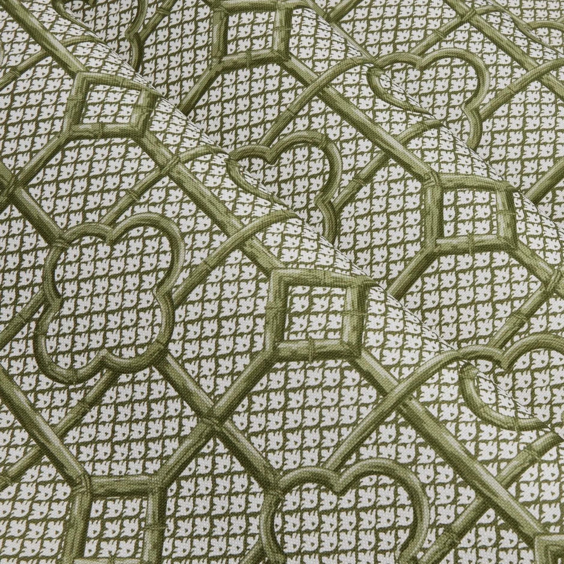 Discount Mrs. Alice Olive Green Bamboo Trellis Fabric