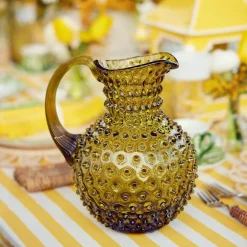 Clearance Mrs. Alice Olive Green Hobnail Jug & Glasses (Set Of 6)