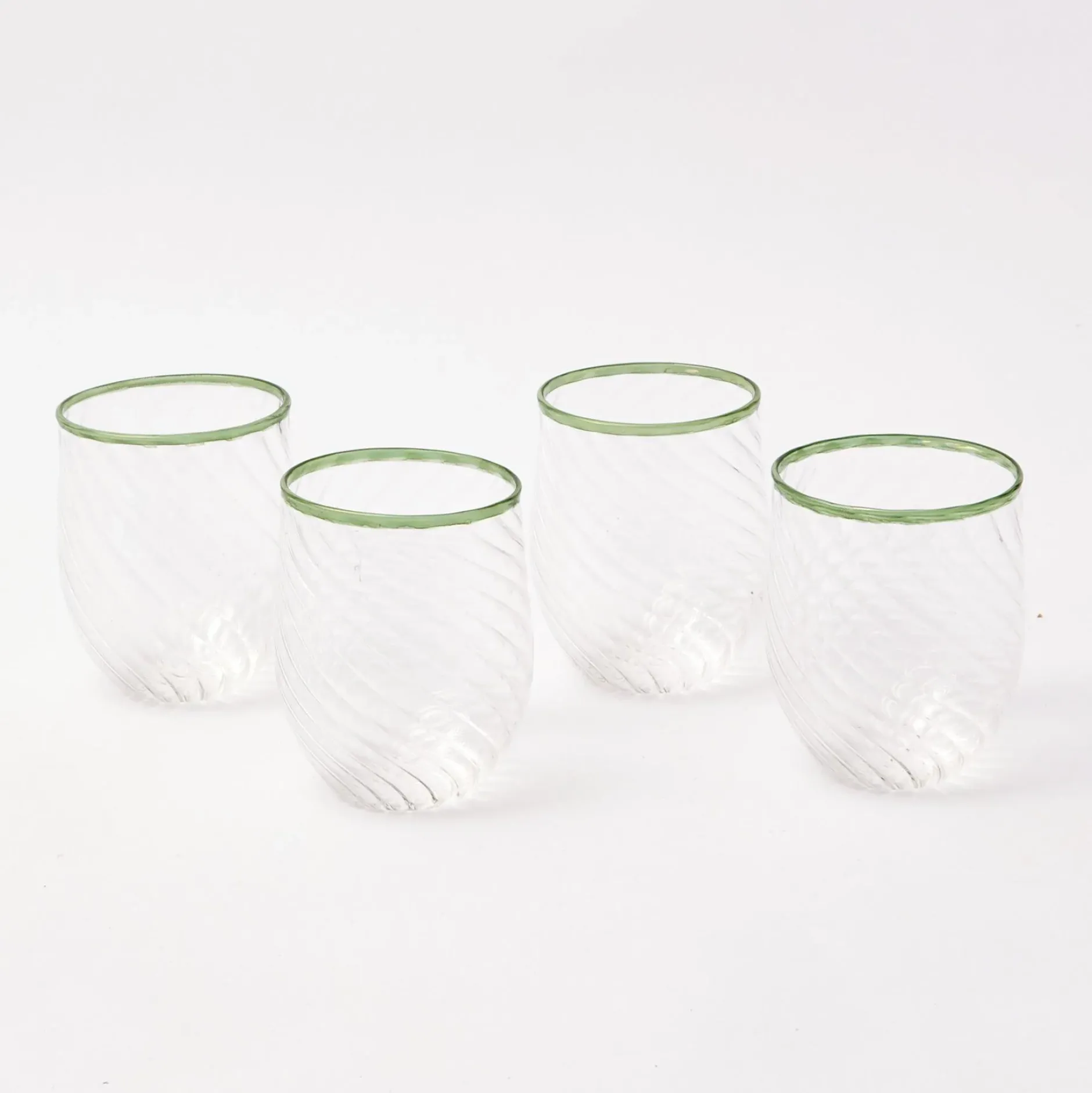 Clearance Mrs. Alice Olive Rim Swirl Glassware Set