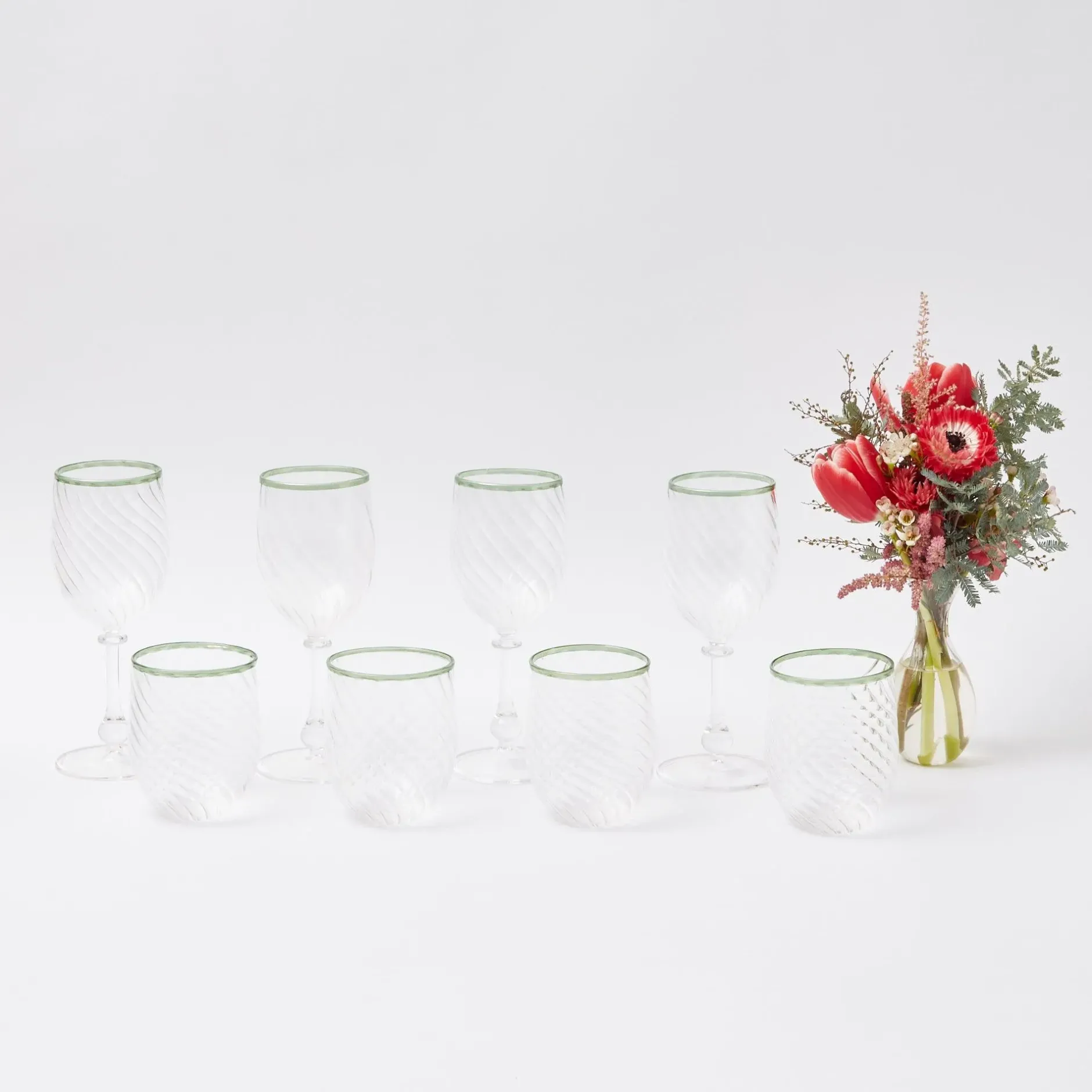 Mrs. Alice Olive Rim Swirl Glassware Set