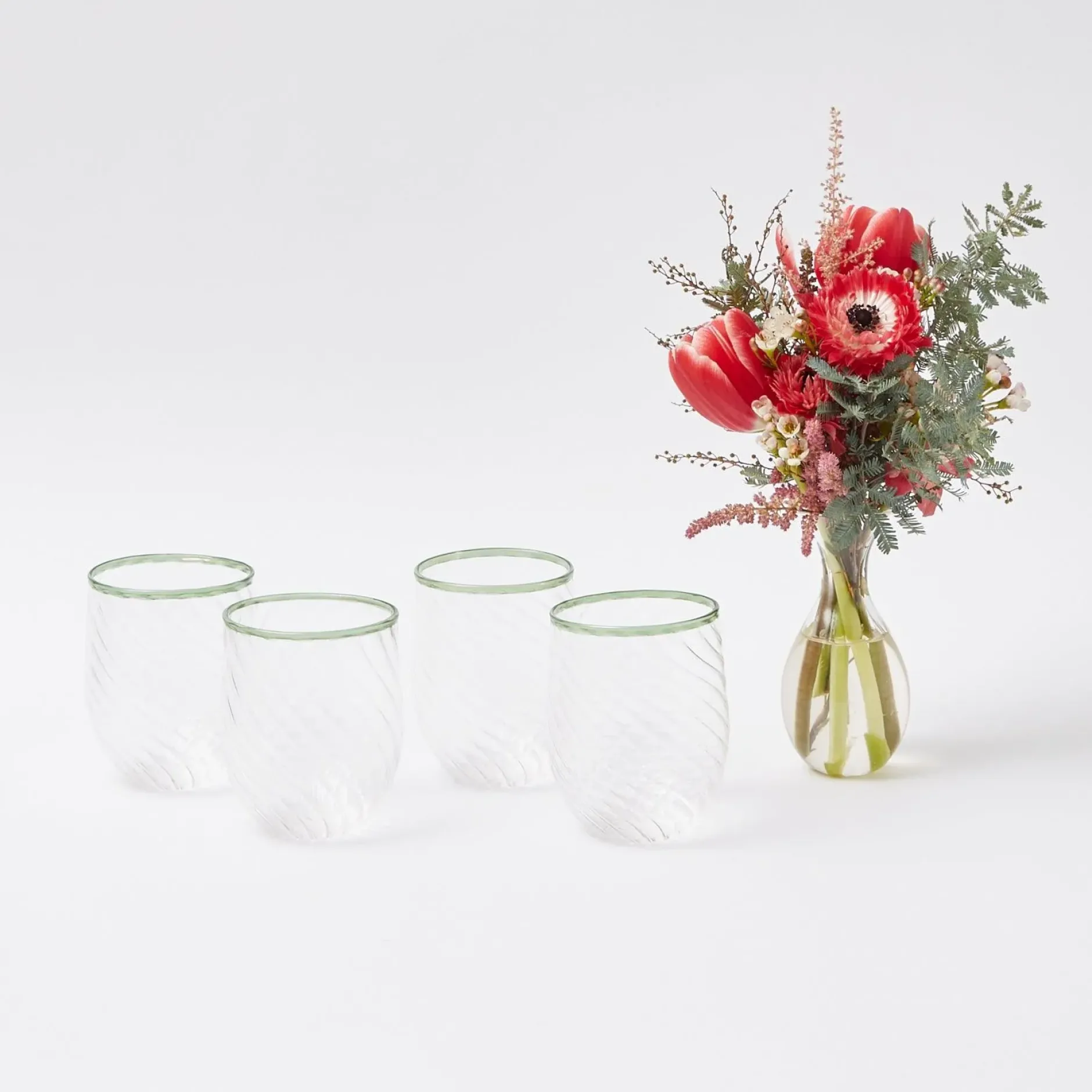 Outlet Mrs. Alice Olive Rim Swirl Water Glass (Set Of 4)