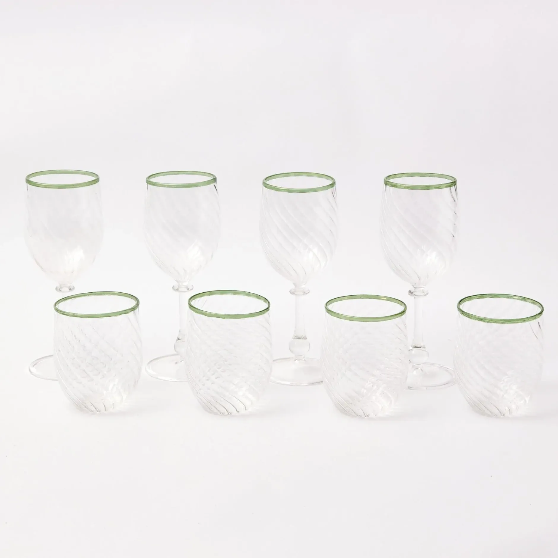 Hot Mrs. Alice Olive Rim Swirl Wine Glasses (Set Of 4)