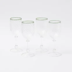 Hot Mrs. Alice Olive Rim Swirl Wine Glasses (Set Of 4)
