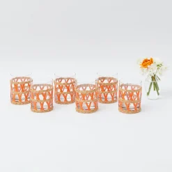 Sale Mrs. Alice Orange Raffia Water Glasses (Set Of 6)