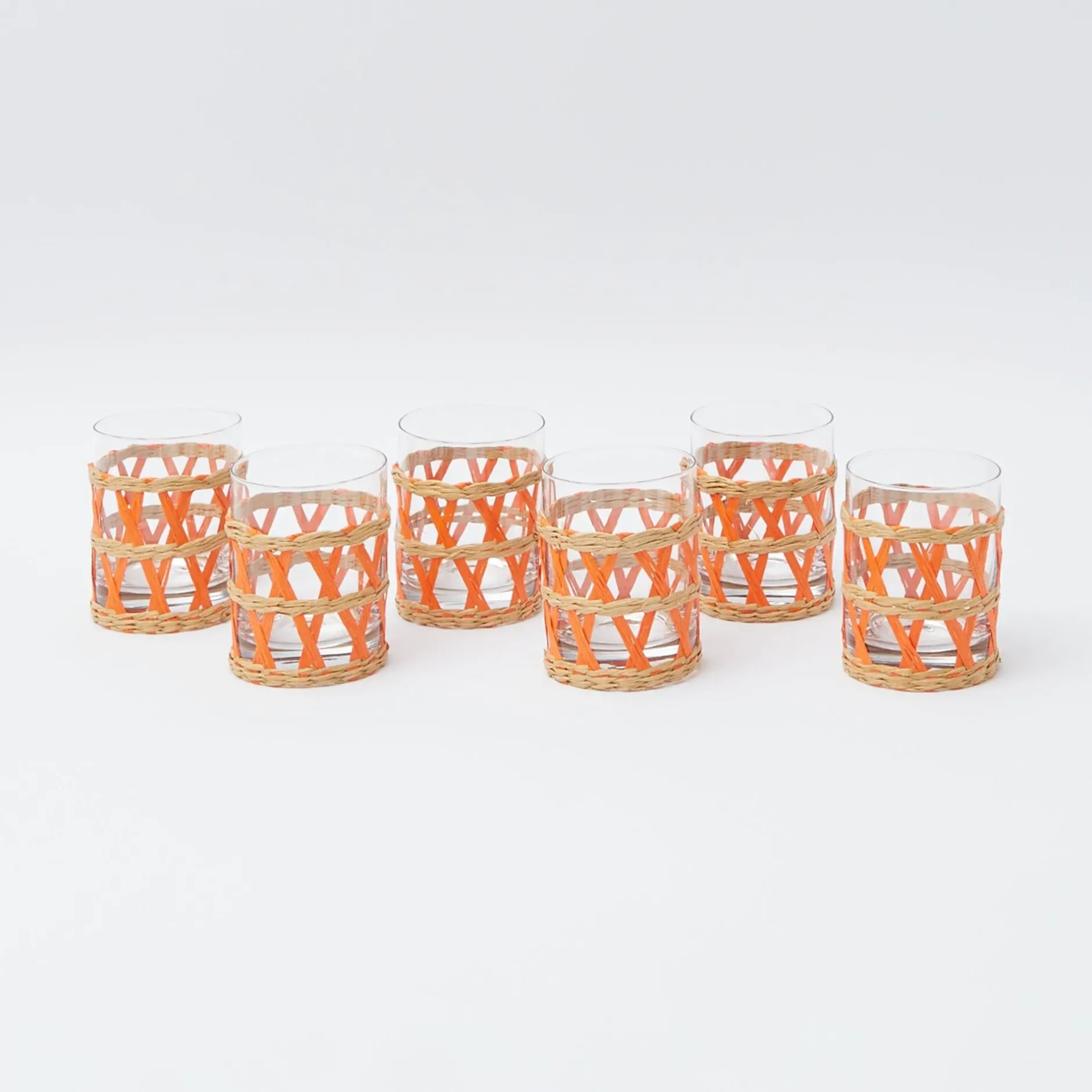 Sale Mrs. Alice Orange Raffia Water Glasses (Set Of 6)