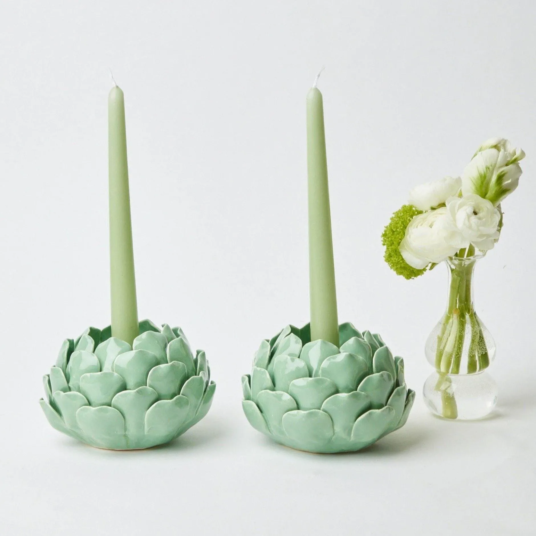 Online Mrs. Alice Pale Green Artichoke Candle Holder (Pair)