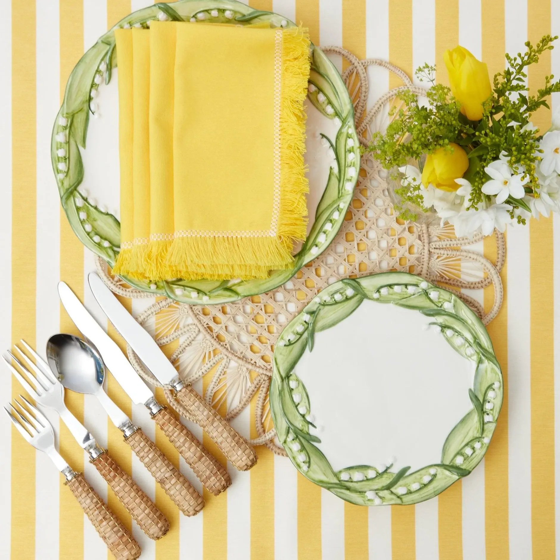 Online Mrs. Alice Passalacqua Yellow Stripe Tablecloth
