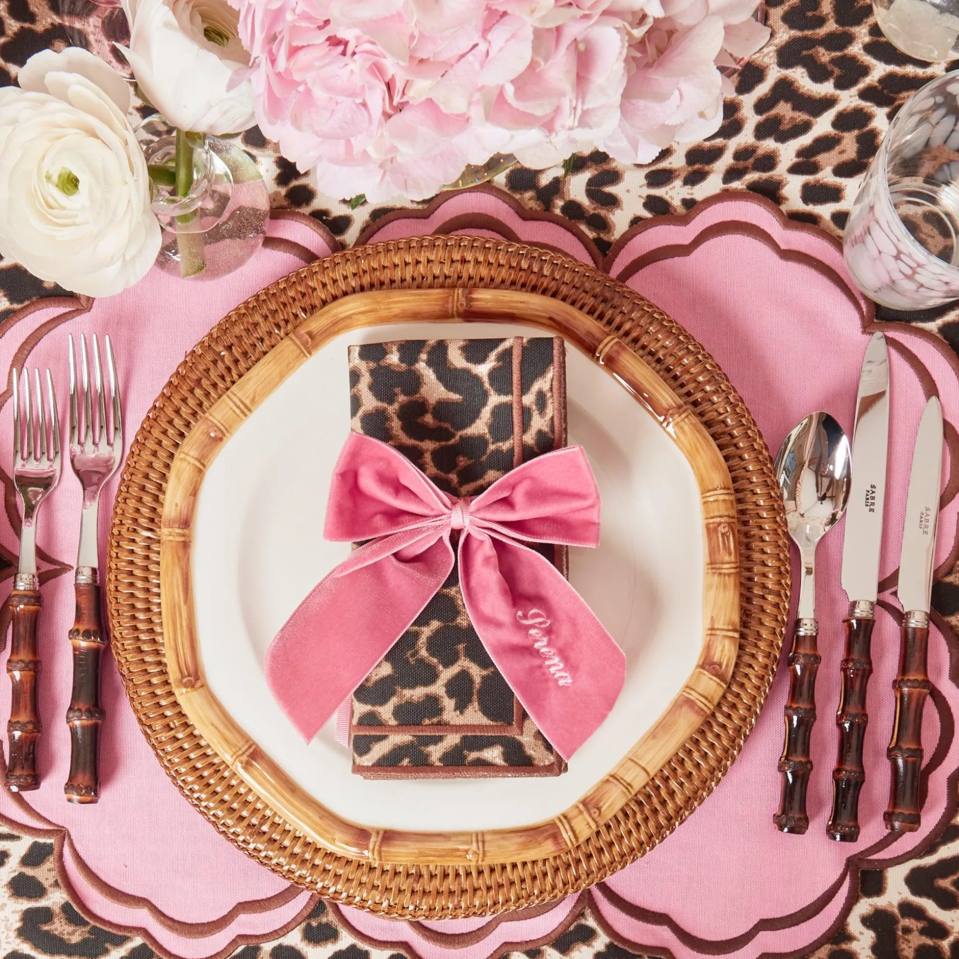 Hot Mrs. Alice Personalised Dusty Pink Napkin Bow