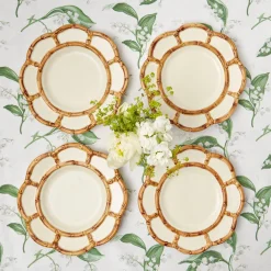 Clearance Mrs. Alice Petal Bamboo Ceramic Dinner & Starter Plates (Set Of 8)
