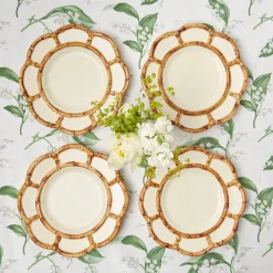 Hot Mrs. Alice Petal Bamboo Ceramic Dinner Plate