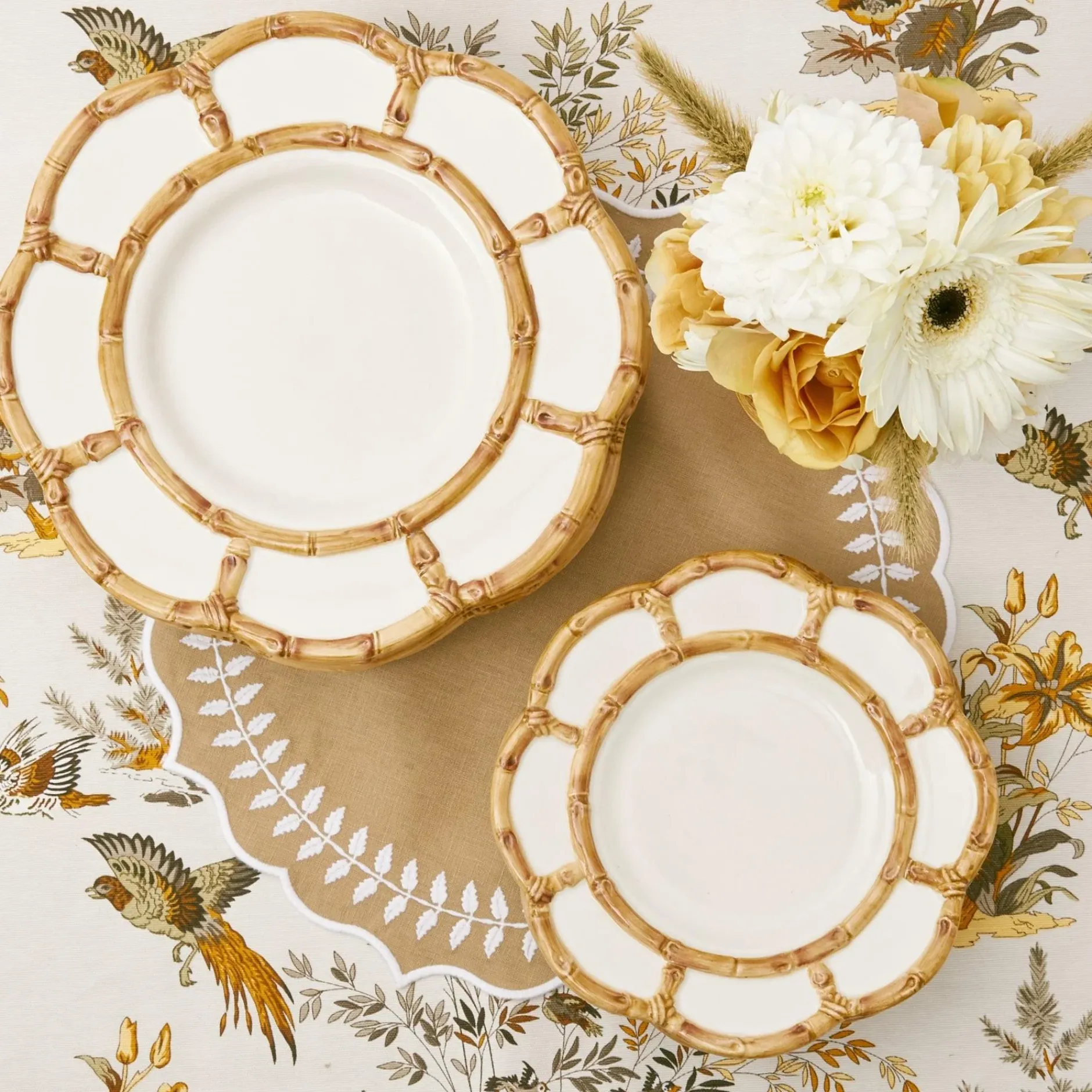 Hot Mrs. Alice Petal Bamboo Ceramic Dinner Plate