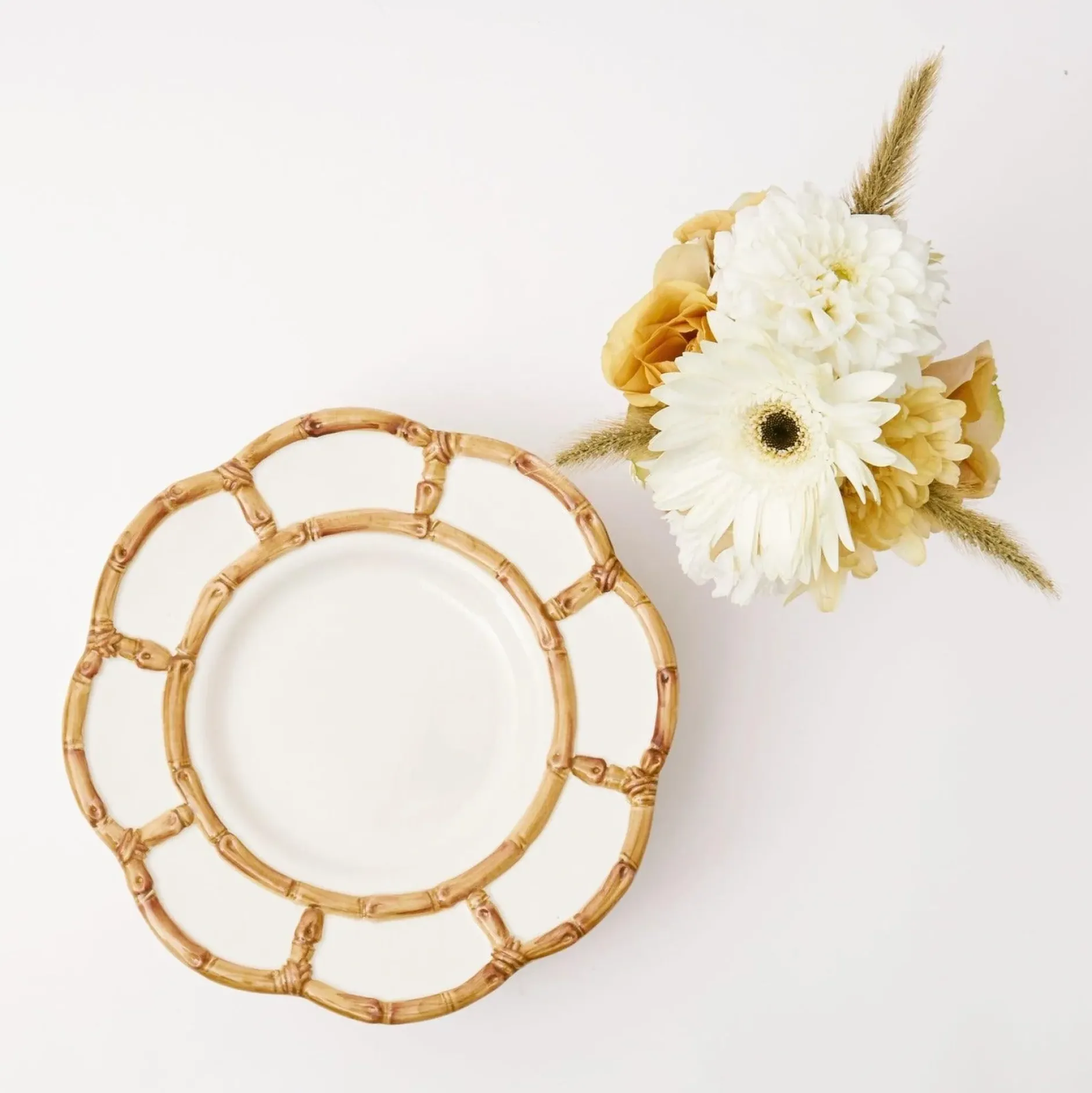 Hot Mrs. Alice Petal Bamboo Ceramic Dinner Plate