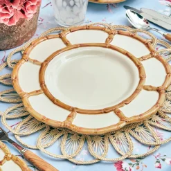 Mrs. Alice Petal Bamboo Ceramic Dinner & Starter Plates (Set Of 8)