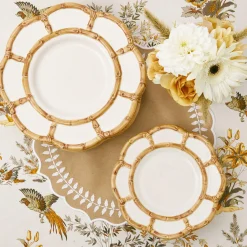 Sale Mrs. Alice Petal Bamboo Ceramic Dinner & Starter Plates (Set Of 8)