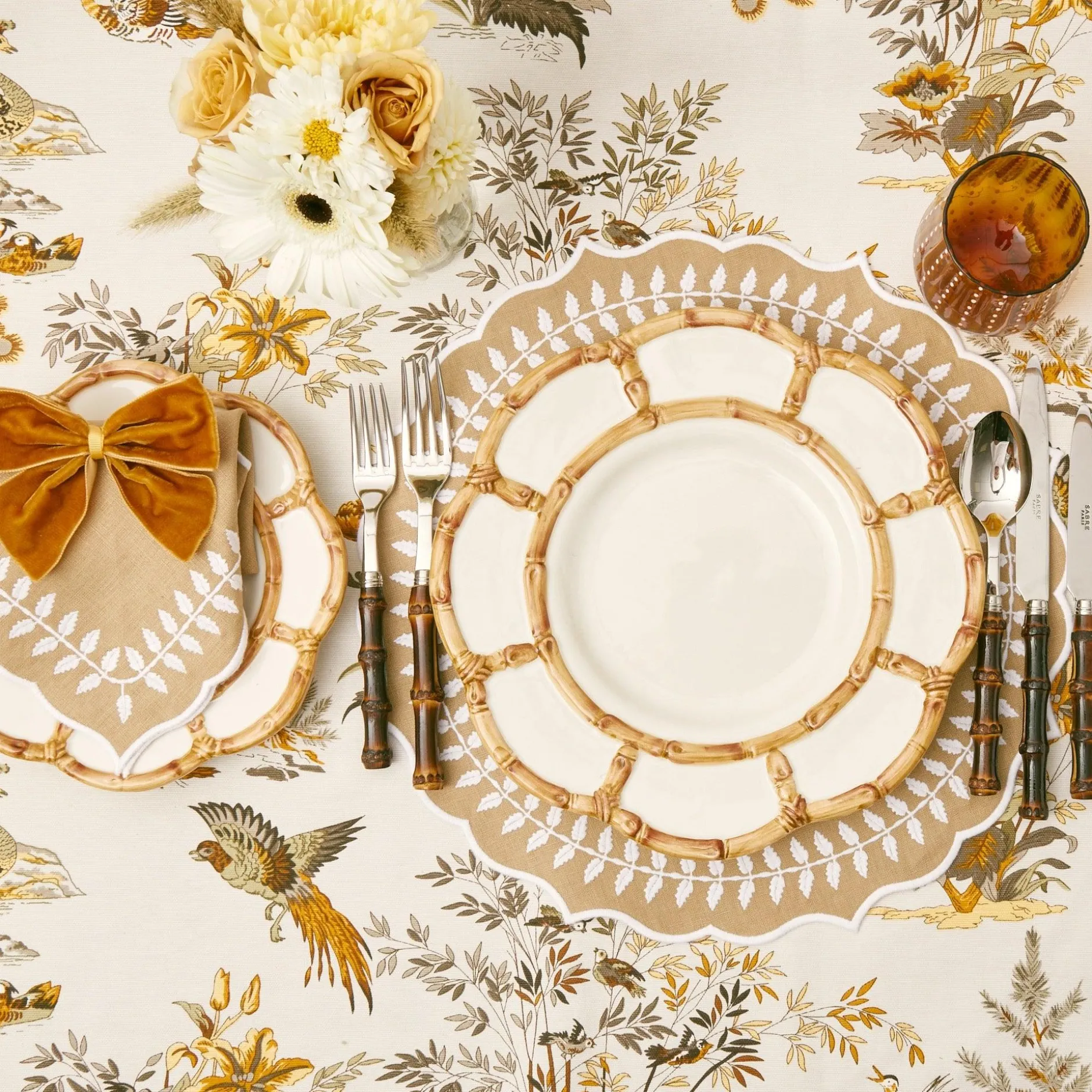 Sale Mrs. Alice Petal Bamboo Ceramic Dinner Plate (Set Of 4)