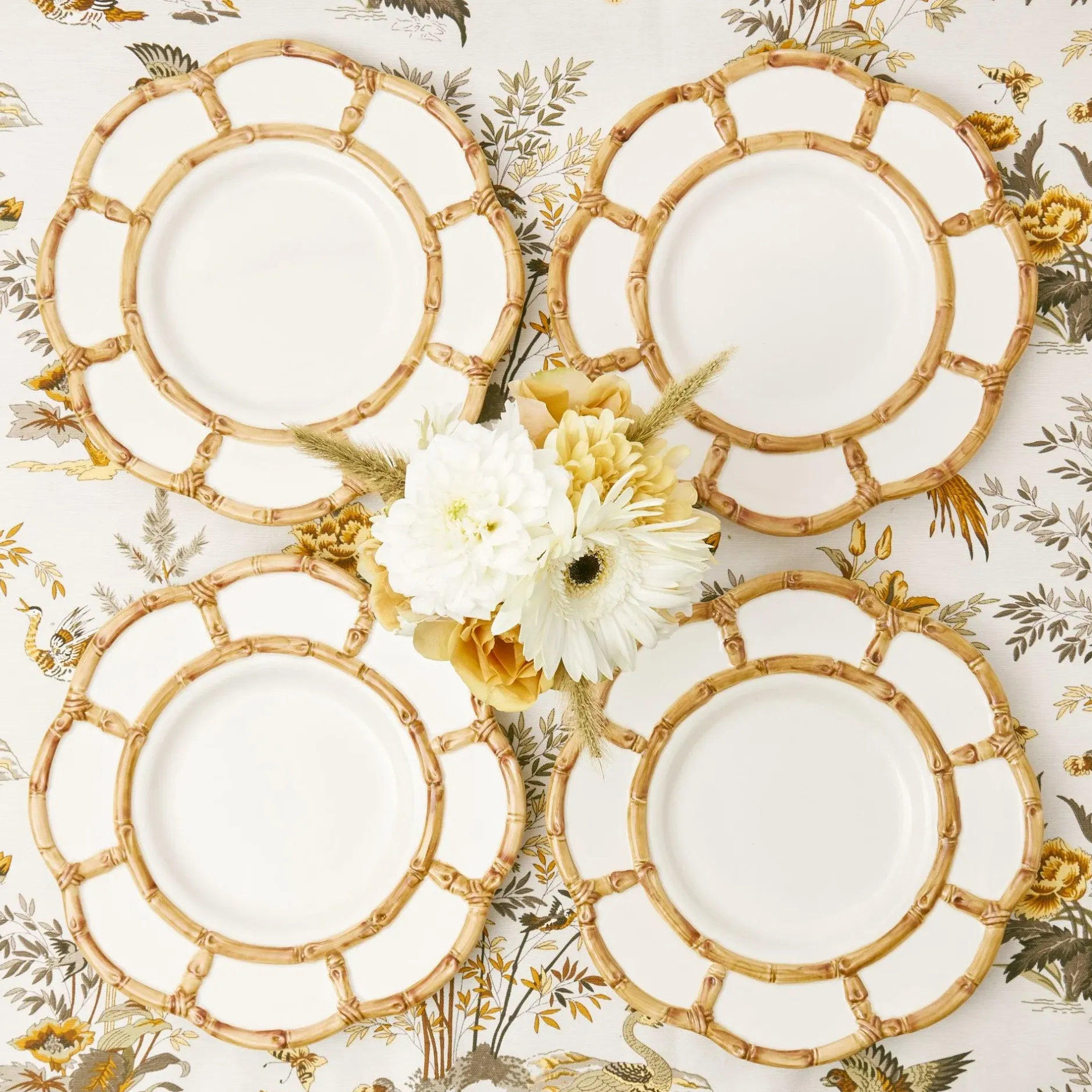 Sale Mrs. Alice Petal Bamboo Ceramic Dinner Plate (Set Of 4)