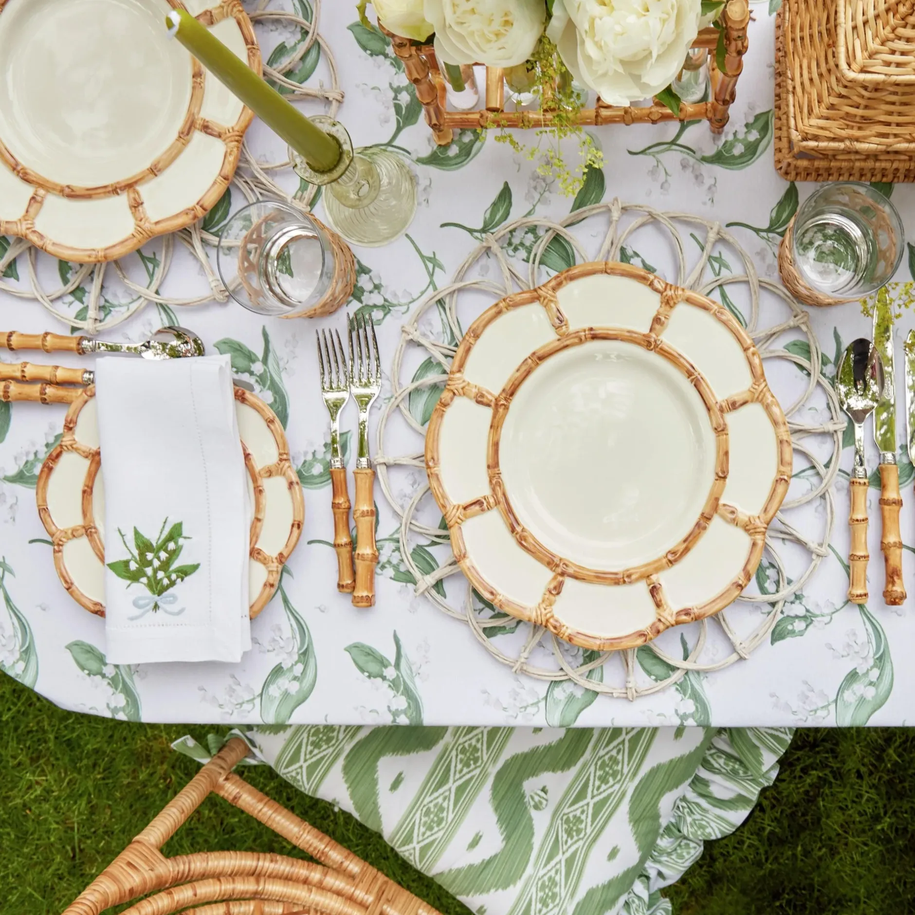 Clearance Mrs. Alice Petal Bamboo Ceramic Dinner Plate (Set Of 4)