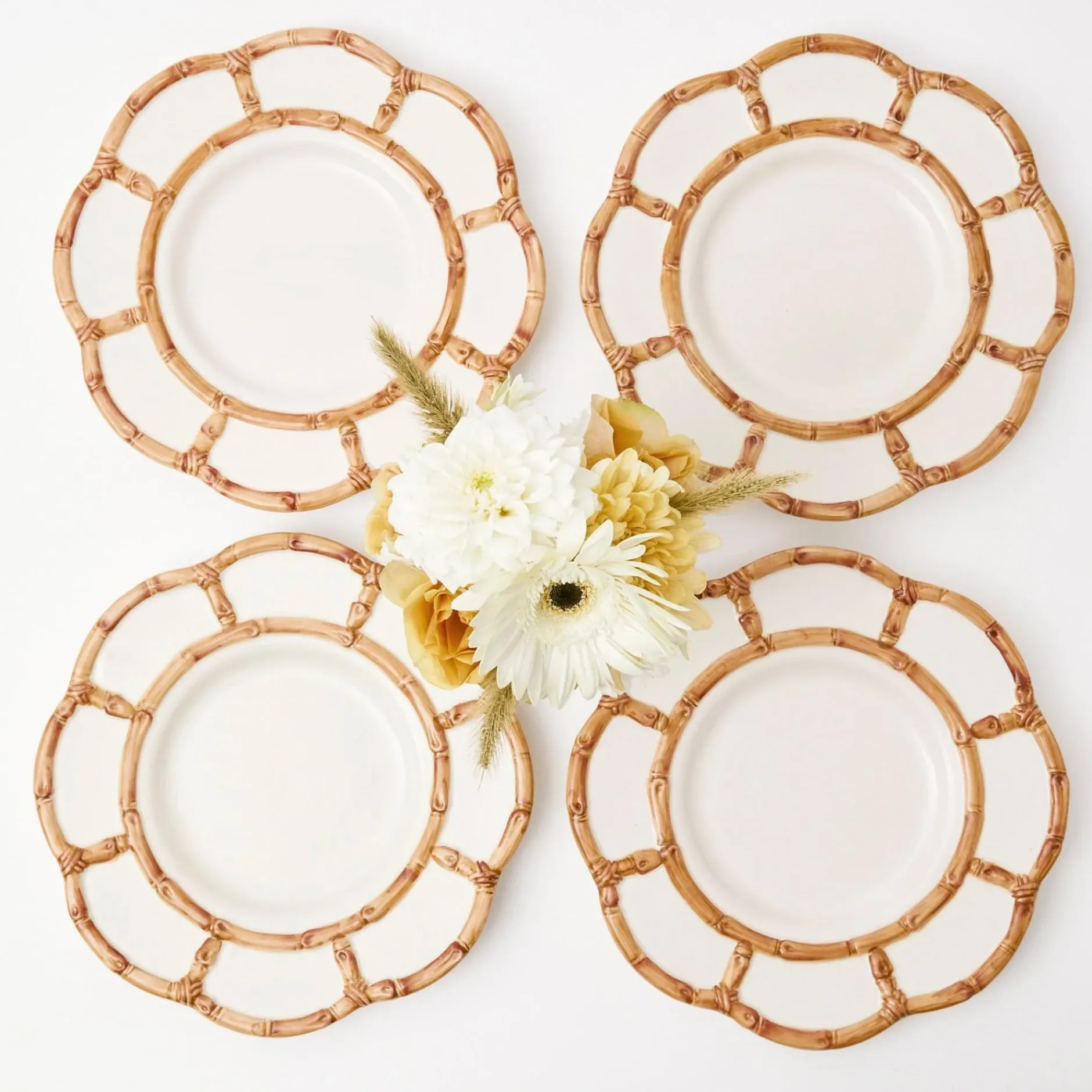 Outlet Mrs. Alice Petal Bamboo Ceramic Dinner & Starter Plates (Set Of 8)