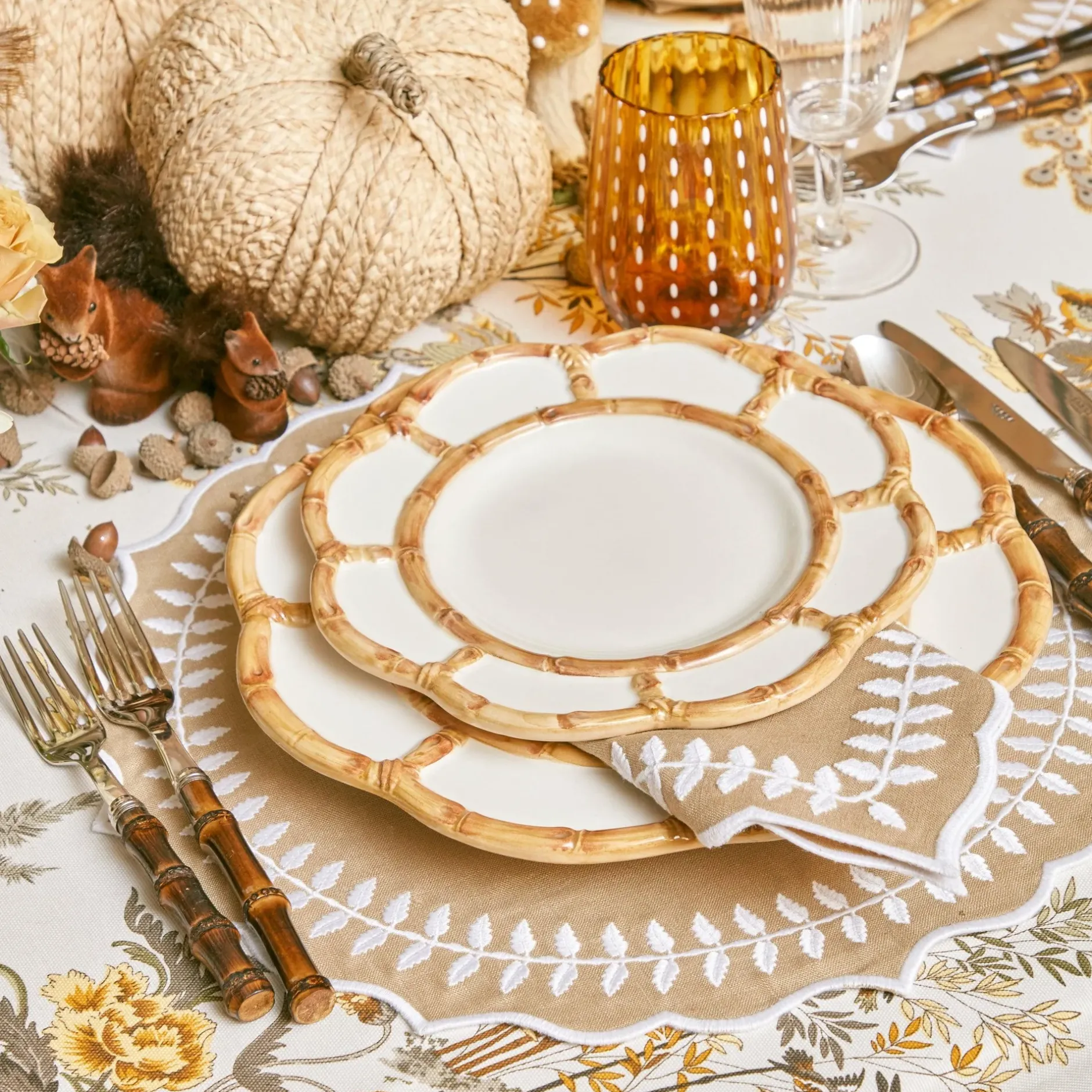 Outlet Mrs. Alice Petal Bamboo Ceramic Dinner & Starter Plates (Set Of 8)