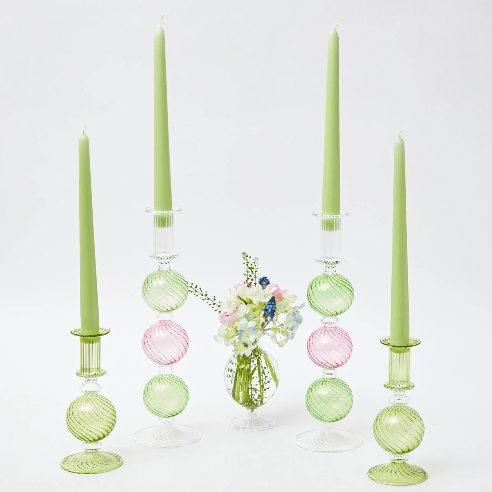 Discount Mrs. Alice Pink & Green Camille Candle Set (Green Candles)